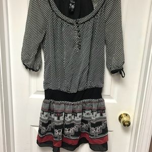 Black, white and red dress